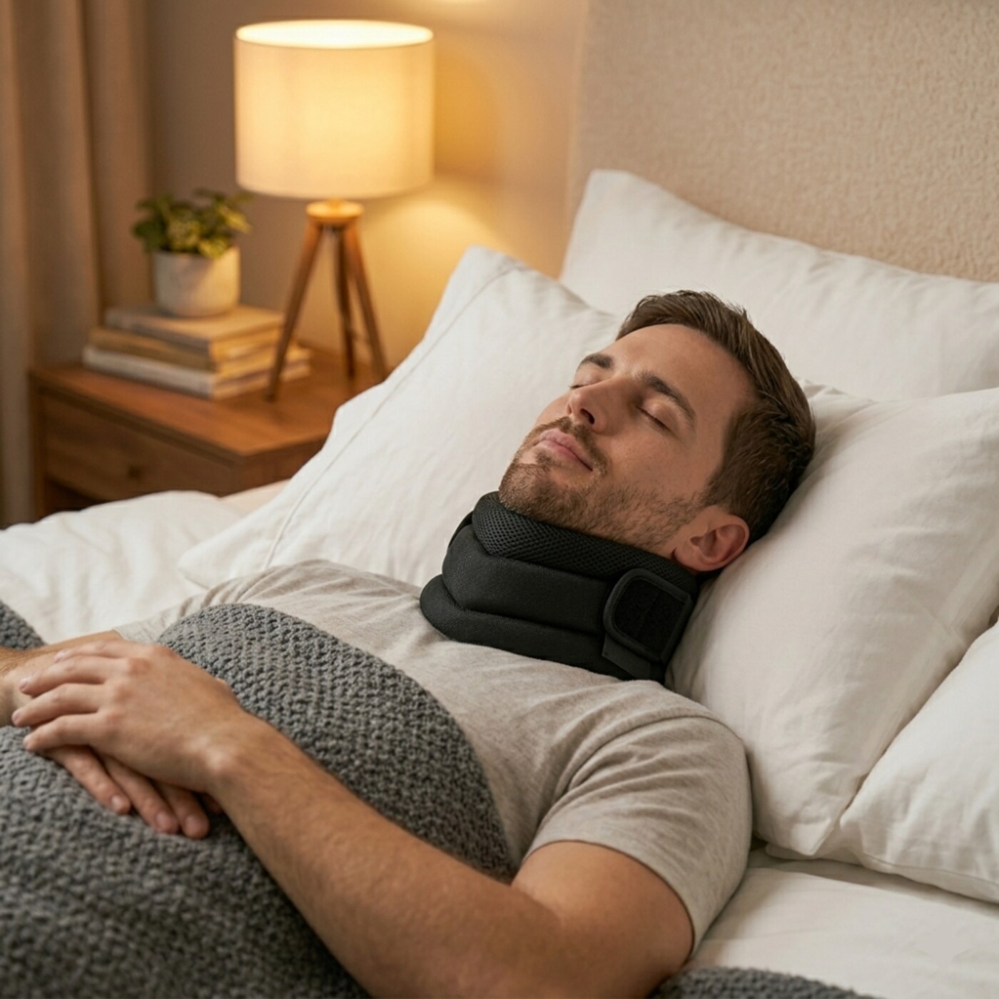 Suporte cervical preto em malha respirável