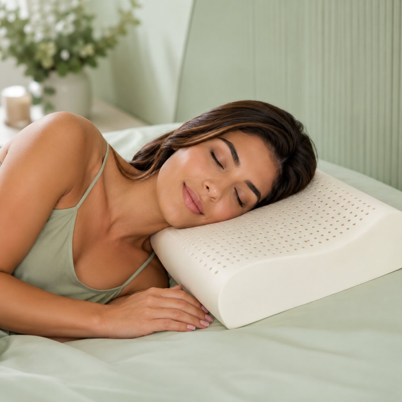Travesseiro ergonômico de látex natural com furos de ventilação